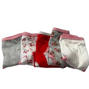 Red Christmas Brief Panties 5 Pack 100% Cotton In Junior Sizes